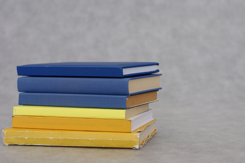 Stack of books on gray, Ukraine